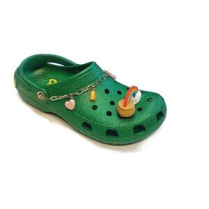 CROCS Mens Size 12 Lucky Charms Classic Slip On Clogs Sandals Glitter Green